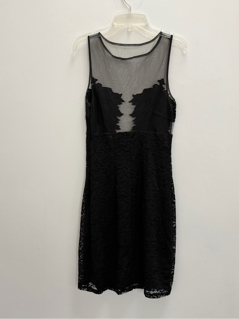 Sheer Lace Overlay Black Cocktail Dress